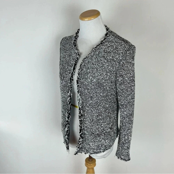 IRO Azure Black and White Open Front Tweed Blazer Womens EU 38 US 6 - Picture 6 of 10